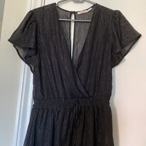 Black shimmery faux wrap dress